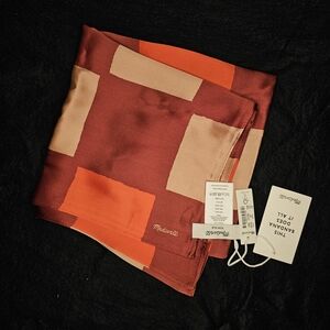 NWT Madewell Colorblock Silk Scarf in Burgundy, Red, and Pink
